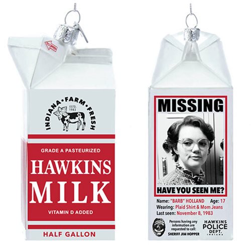 Stranger Things Barb Hawkins Milk Carton Glass Ornament     