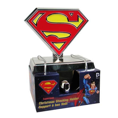 Superman Silver S Logo Christmas Stocking Hanger Statue     