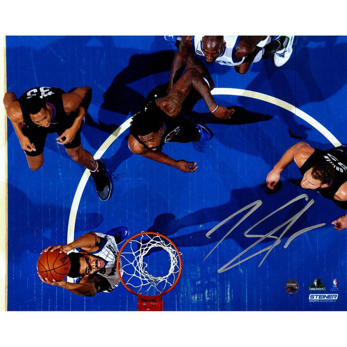 Karl-Anthony Towns Signed Dunk vs Los Angeles Clippers Top View 8x10 Photo