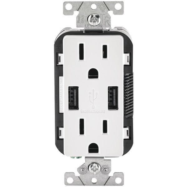 COMBO DUPLEX 15A USB WHT