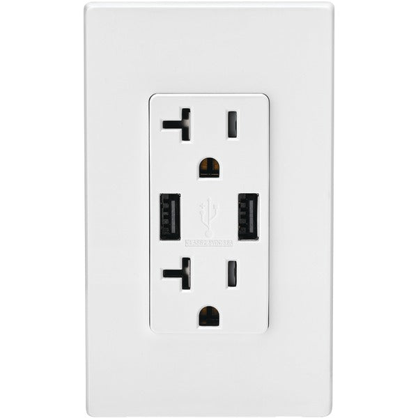 COMBO DUPLEX 20A USB WHT