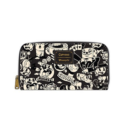 Cuphead Black and White Print Zip-Around Wallet             