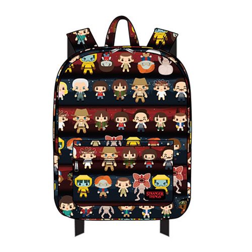 Stranger Things Chibi Character Print Nylon Backpack        