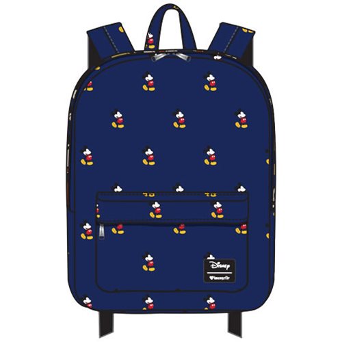 Mickey Mouse Print Blue Nylon Backpack                      