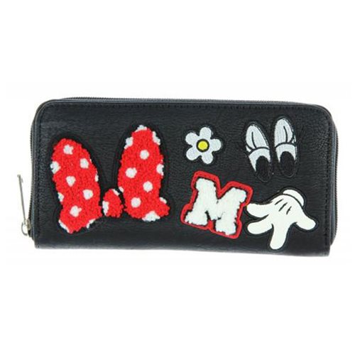 Minnie Mouse Patches Black Zip-Around Wallet                