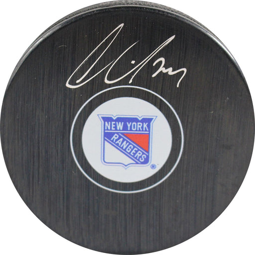 Oscar Lindberg Signed New York Rangers Logo Puck