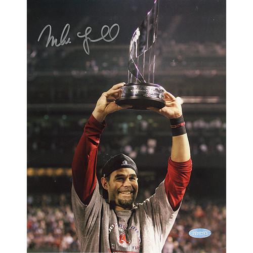 Mike Lowell with 07 WS MVP Trophy 8x10 Photo