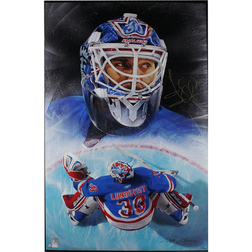 Henrik Lundqvist Signed New York Rangers Giclee 21x28 Stretched Canvas