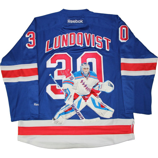 Henrik Lundqvist Signed New York Rangers Blue Premier Jersey w/ Hand Painted Artwork