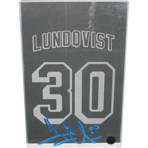 Henrik Lundqvist Signed Madison Square Garden 4x6 Game Used Plexiglass Piece