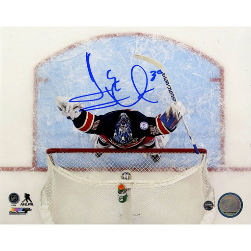 Henrik Lundqvist Signed '400th Win Overhead Shot' 8x10 Photo