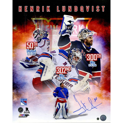 Henrik Lundqvist Signed 2014 Milestone 16x20 Collage Photo