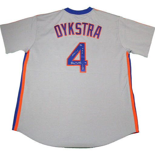 Lenny Dykstra Signed New York Mets 1987 Away Grey Mitchell & Ness Jersey w/ "Nails  86WSC  Dude" Inscriptions