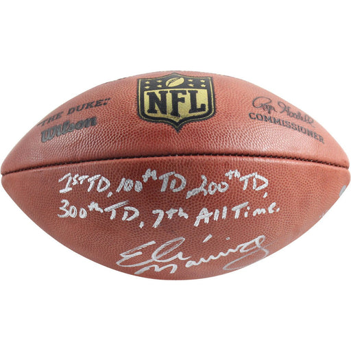 Eli Manning Signed NFL Duke Football w/ "1st TD  100th TD  200th TD  300th TD  #7 All Time" Insc. (LE of 10)