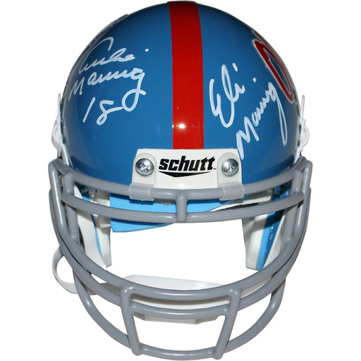 Archie Manning/Eli Manning Dual Signed Ole Miss Powder Blue Replica Mini helmet