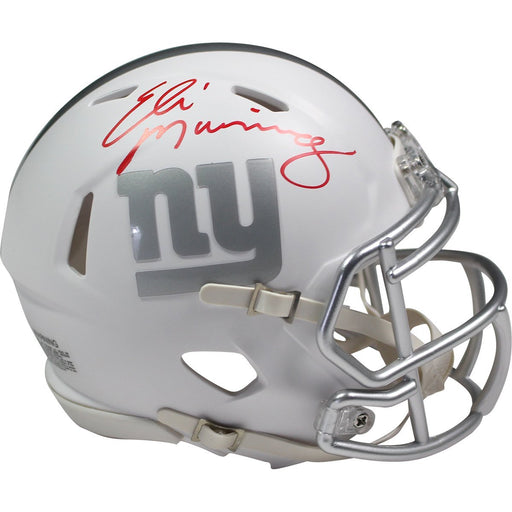 Eli Manning Signed New York Giants Riddell Ice Alternate White Speed Mini Helmet (Signed in Red)