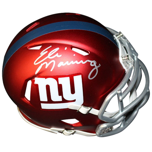 Eli Manning Signed New York Giants Blaze Speed Mini Helmet (Signed in Silver)