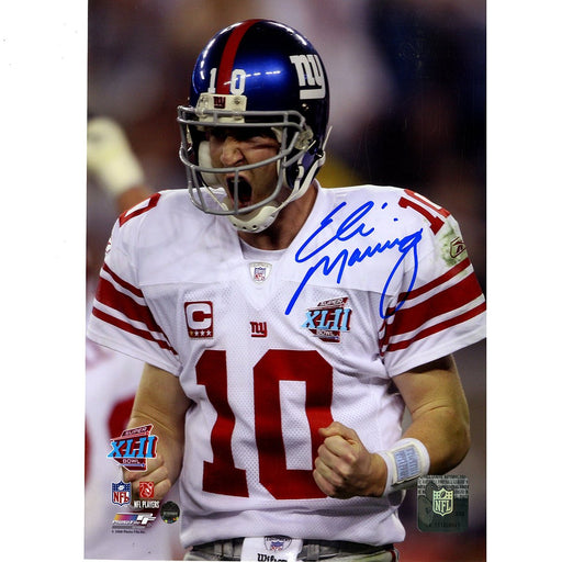 Eli Manning Signed Super Bowl XLII Scream 8x10 Photo