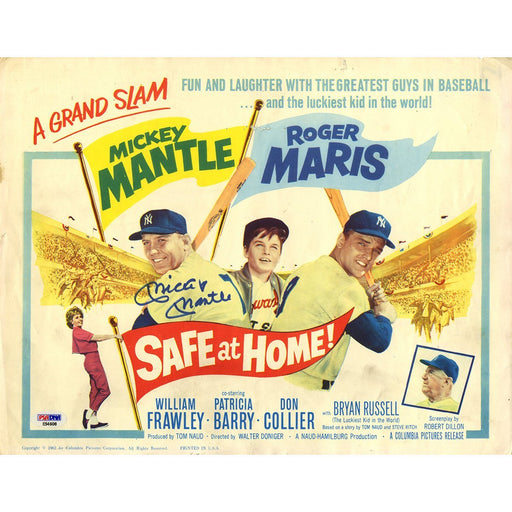 Mickey Mantle Signed Safe at Home 11x14 Movie Poster PSA/DNA