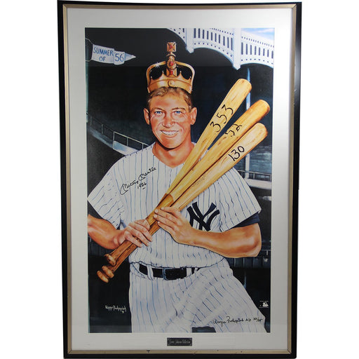 Mickey Mantle Triple Crown Poster Inscribed 1956 Framed (JSA Auth)