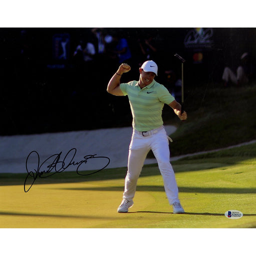 Rory McIlroy Signed Horizontal Green Shirt Fist Pump 11x14 Photo Beckett