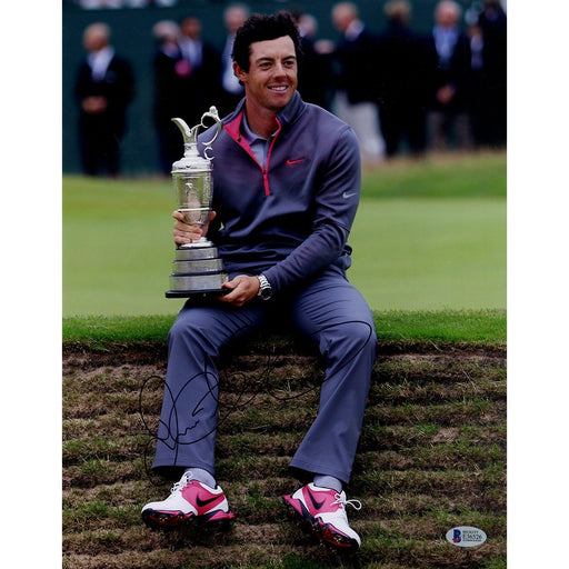 Rory McIlroy Signed Vertical Holding Trophy 11x14 Photo Beckett