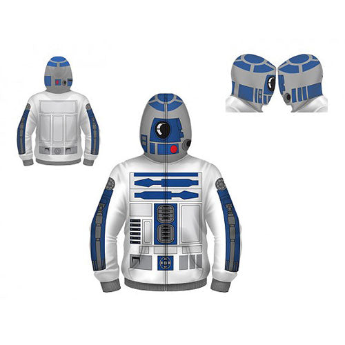 Star Wars R2-D2 Hooded Costume Fleece Zip-Up Hoodie         