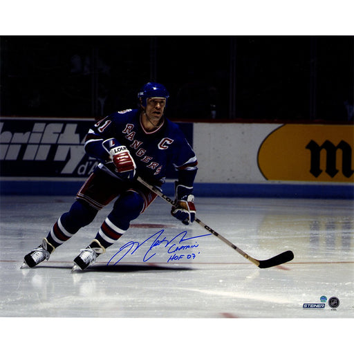 Mark Messier Signed Skates Vs. Canadiens 16x20 Photo w/"Captain  HOF 07"Insc.