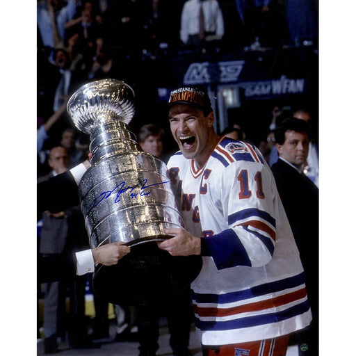 Mark Messier Signed Cup on Side Vertical 16x20 Photo w/ "94 Cup" Insc