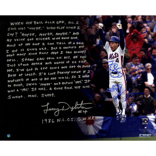 1986 New York Mets Team Signed Lenny Dykstra 1986 NLCS GW HR 16x20 Story Photo