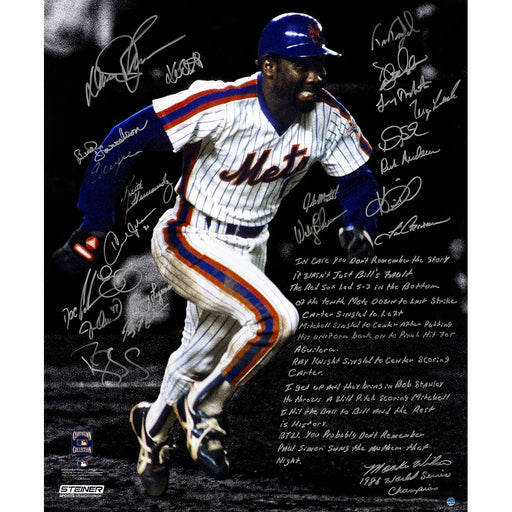 1986 New York Mets Team Signed Mookie Wilson WS Game 6 20x24 Story Photo