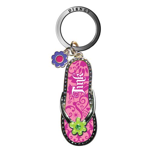 Peter Pan Tinker Bell Flip Flop Pink Pewter Key Chain       