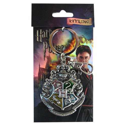 Harry Potter Hogwarts School Crest Pewter Key Chain         