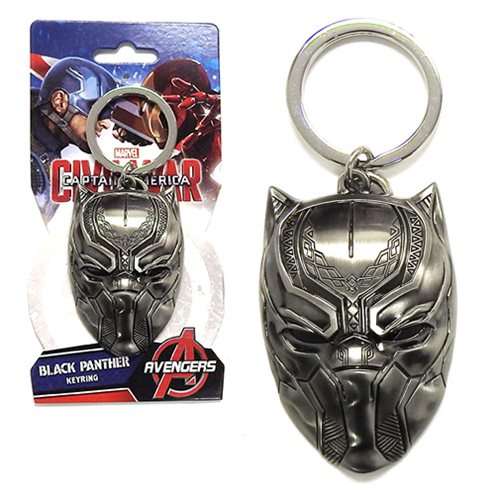 Black Panther Head Pewter Key Chain                         