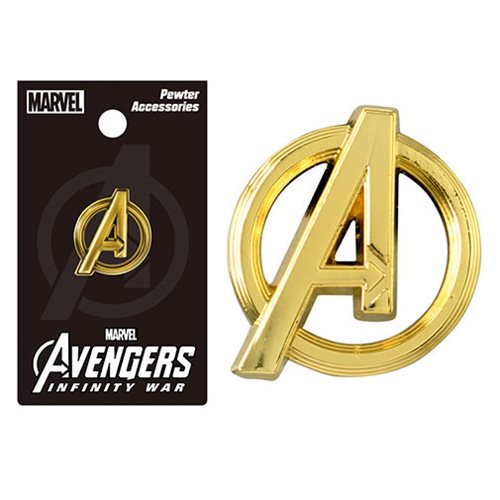 Avengers A Logo Gold Colored Pewter Lapel Pin               