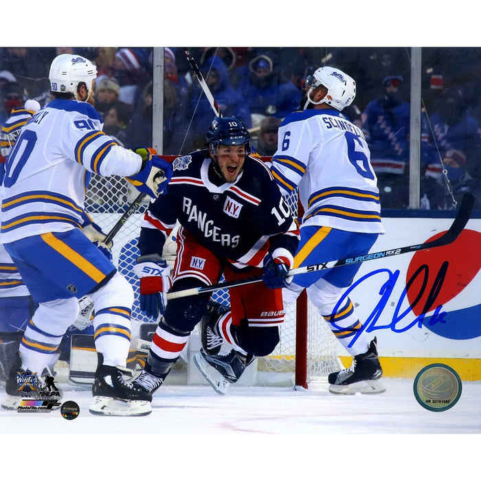 JT Miller Signed '2018 Winter Classic Overtime Goal Celebration' 8x10 Photo