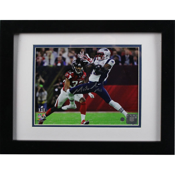 Malcolm Mitchell Signed and Framed  Super Bowl 51 Action Horizontal 8x10 Photo- Flat black frame w/ White over blue matte