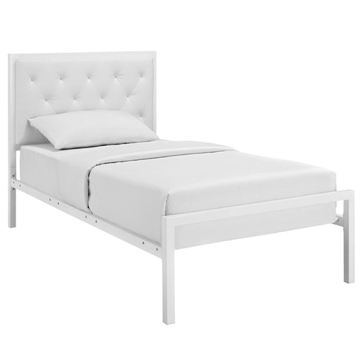 Mia Twin Vinyl Bed 5179-WHI-WHI-SET