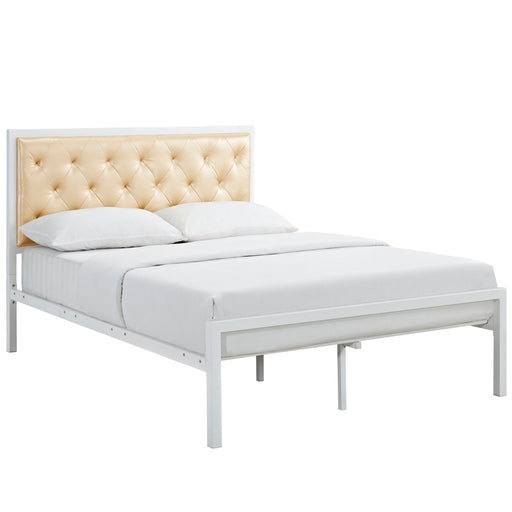 Mia Full Vinyl Bed 5181-WHI-CHA-SET