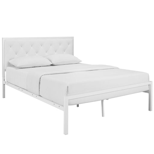 Mia Queen Vinyl Bed 5183-WHI-WHI-SET