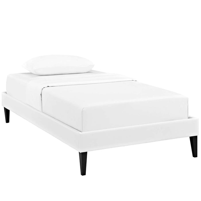 Sharon Twin Vinyl Bed Frame with Squared Tapered Legs 5347-WHI