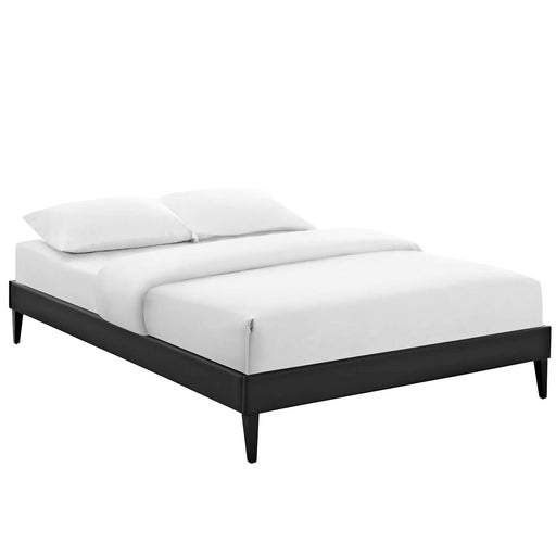 Sharon Full Vinyl Bed Frame with Squared Tapered Legs 5349-BLK