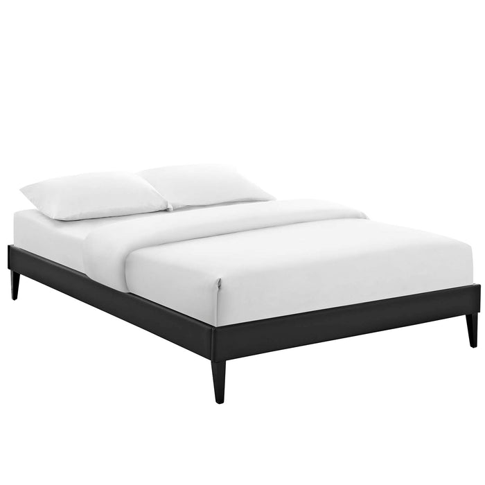 Sharon Full Vinyl Bed Frame with Squared Tapered Legs 5349-BLK