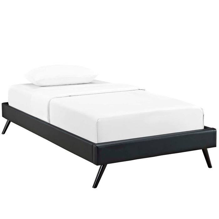 Helen Twin Vinyl Bed Frame with Round Splayed Legs 5357-BLK