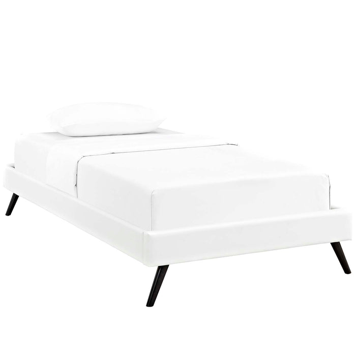 Helen Twin Vinyl Bed Frame with Round Splayed Legs 5357-WHI