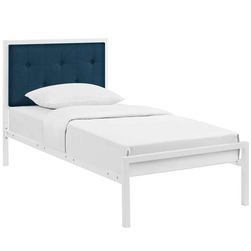 Lottie Twin Fabric Bed 5438-WHI-AZU