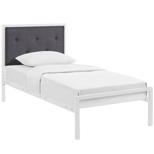 Lottie Twin Fabric Bed 5438-WHI-GRY