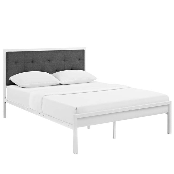 Lottie Full Fabric Bed 5441-WHI-GRY