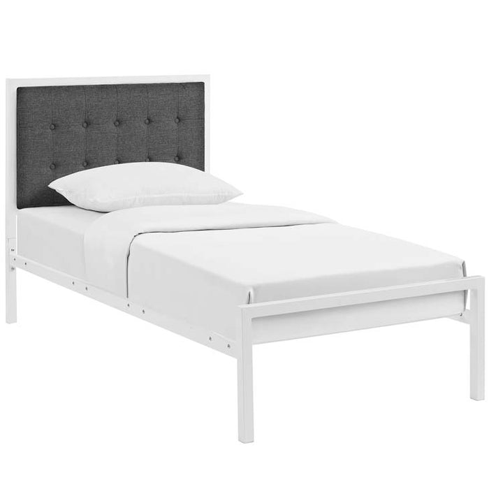 Millie Twin Fabric Bed 5450-WHI-GRY