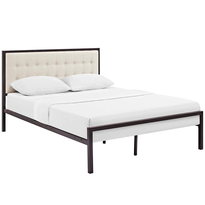 Millie Queen Fabric Bed 5454-BRN-BEI